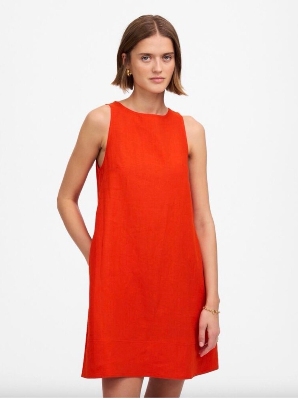 Madewell Bright Coral-Orange Shift Dress